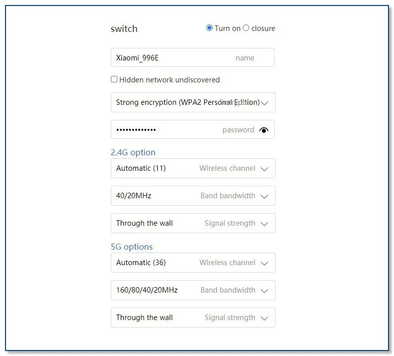 Xiaomi Ax3000 Wifi Settings