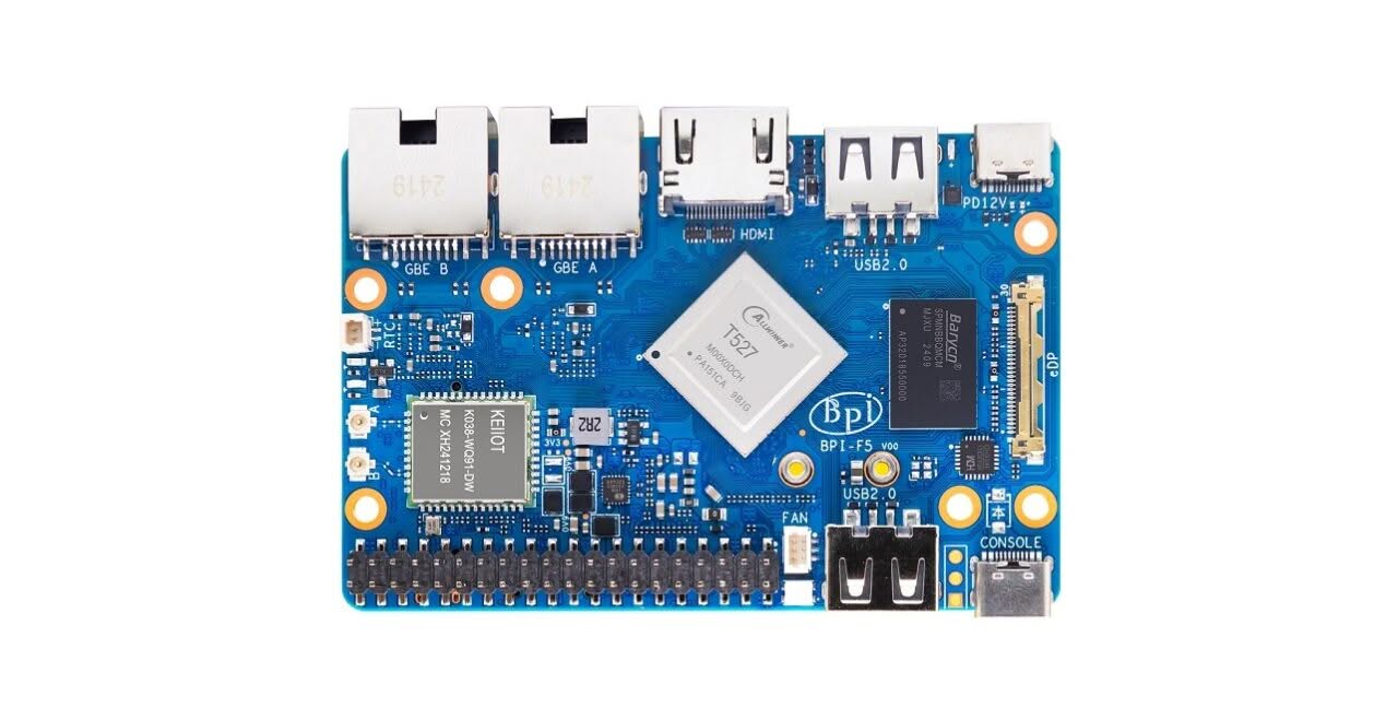 Banana Pi BPI-F5 released with an 8-core Allwinner T527 CPU and dual SIM slots Banana Pi BPI F5 SBC