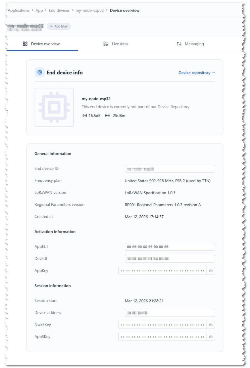 LoRaWAN ESP32 S3 After OTAA