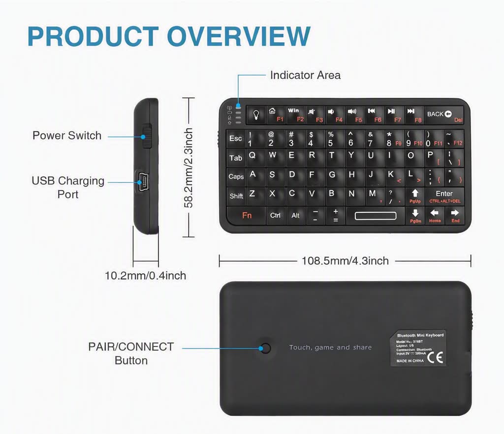 518BT Mini Keyboard Overview